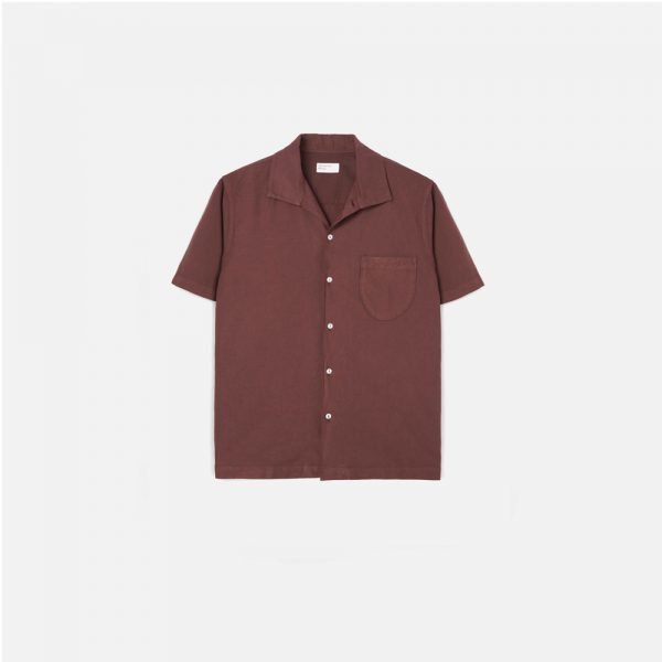 Universal Works Open Collar Shirt Oxford Raisin Round40